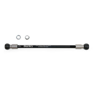 Burley Coho Thru Axle printed M12 x 1.0 217-229mm, slim black shaft and two rings shown above