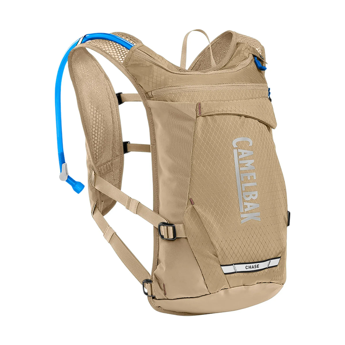 CamelBak Chase Adventure 8 hydration vest in Moondust tan, front three-quarter view