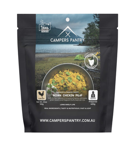 Campers Pantry Dehydrated Meals Single Serve / Indian Chicken Pilaf Freeze-dried Expedition Meals CPICP10022