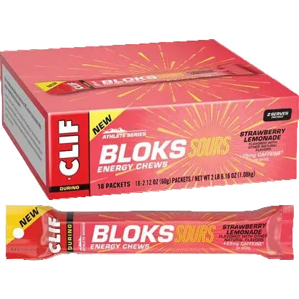 Clif Energy Chews Box of 18 / Sour Strawberry Lemonade BLOKS Energy Chews CLIF60