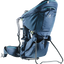 Deuter Kid Comfort Pro child carrier in Midnight, three-quarter front view on its kickstand