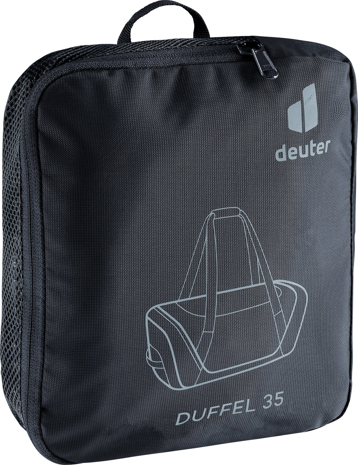 Storage sack for the Deuter Duffel 35, packed flat with mesh side panel