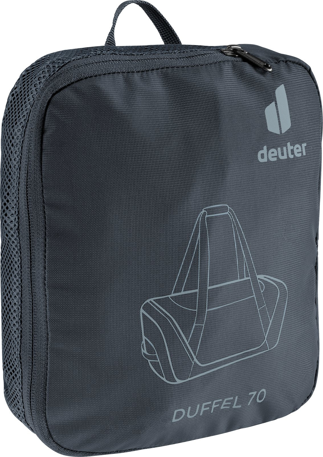 Deuter Duffel 70 storage sack, black zipped pouch with mesh side panel
