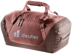 Deuter Duffel 70 in Caspia Raisin, rust red duffel bag with darker brown base