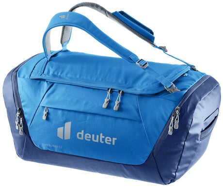 Deuter Duffel Pro 60 in Neptune Nightblue, bright blue duffel with navy ends