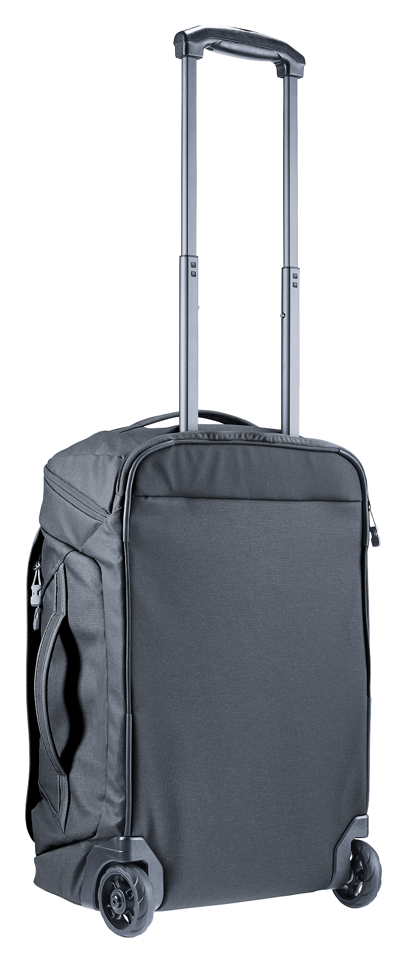 Deuter Duffel Pro Movo 36 in Black, rear three-quarter view with straps stowed