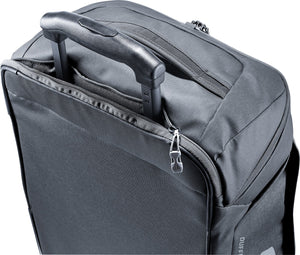 Close-up of the Deuter Duffel Pro Movo 36 top handle and zipped top pocket