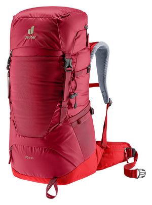Deuter Fox 30 in Masala Cherry, red kids hiking pack, front three-quarter view