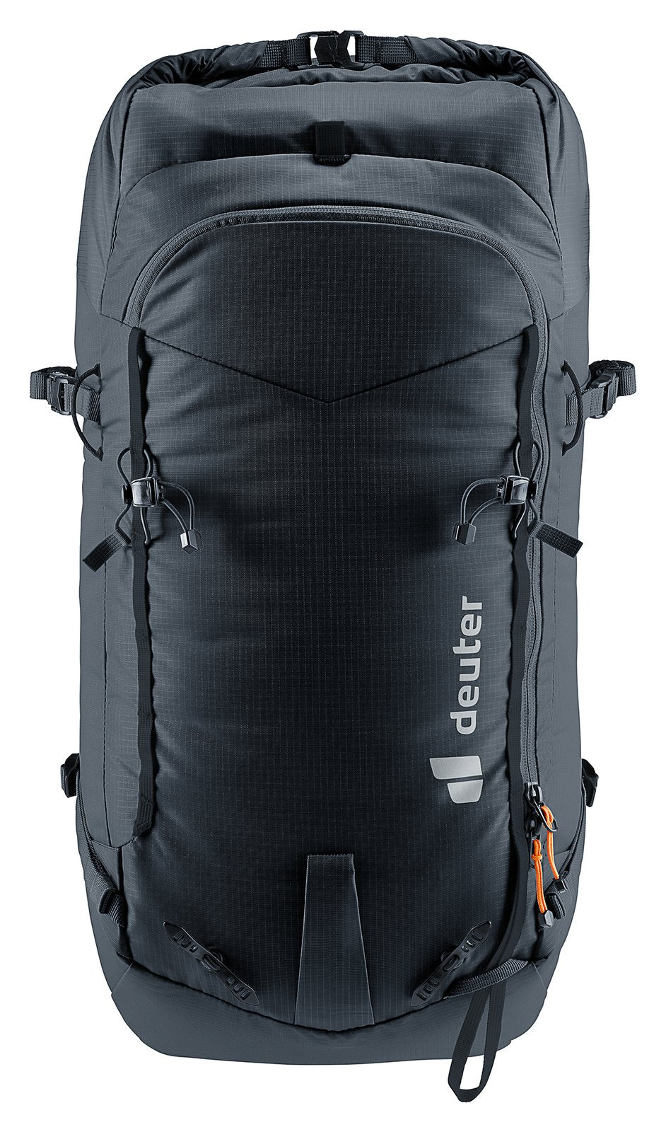 Deuter Freescape Lite 24 SL in Black, straight-on front view with daisy chains