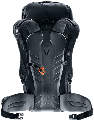 Back of the Deuter Freescape Lite 26 showing the LiteSnow back pads and hip fins