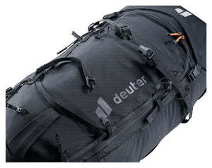 Close-up of the Deuter Freescape Tour 32 front fabric, straps and ice axe loops