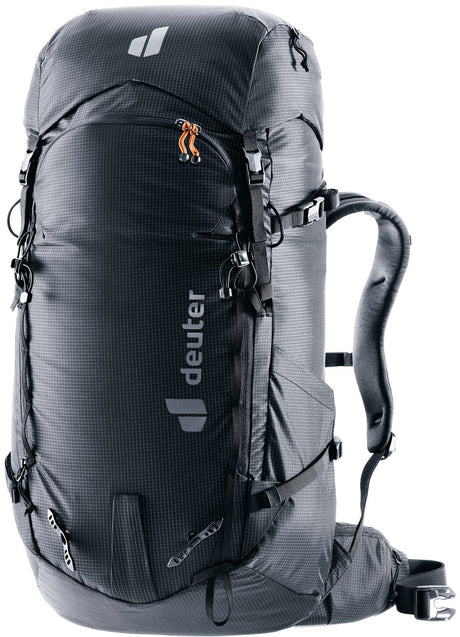 Deuter Freescape Tour 40 ski touring backpack in Black, front three-quarter view