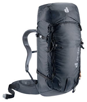 Deuter Freescape Tour 40 in Black, side three-quarter view of the shoulder strap