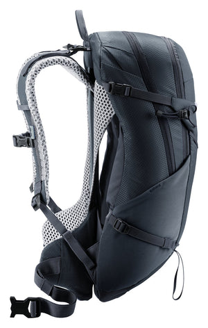 Side profile of the Deuter Futura 21 SL showing the air gap behind the curved mesh back