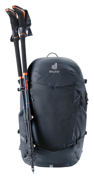 Deuter Futura 21 SL with trekking poles held on the side pole attachment