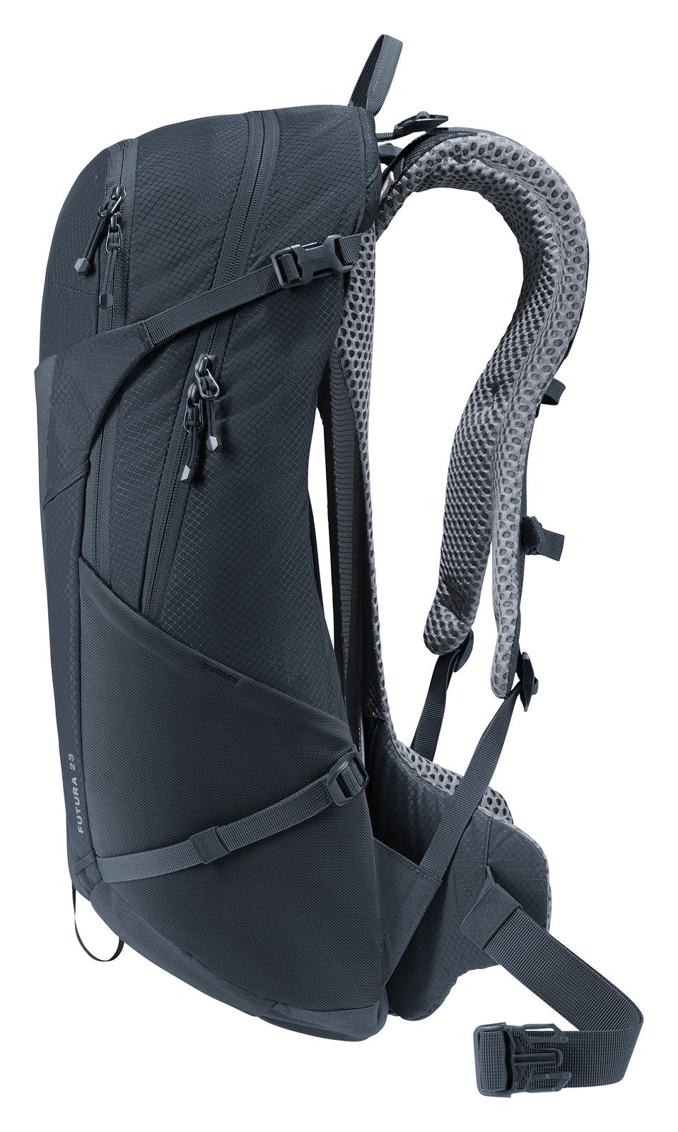 Deuter Futura 23 side view of the curved spring steel frame