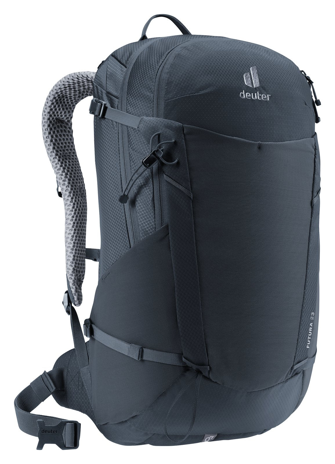 Deuter Futura 23 in Black, three-quarter view from the other side