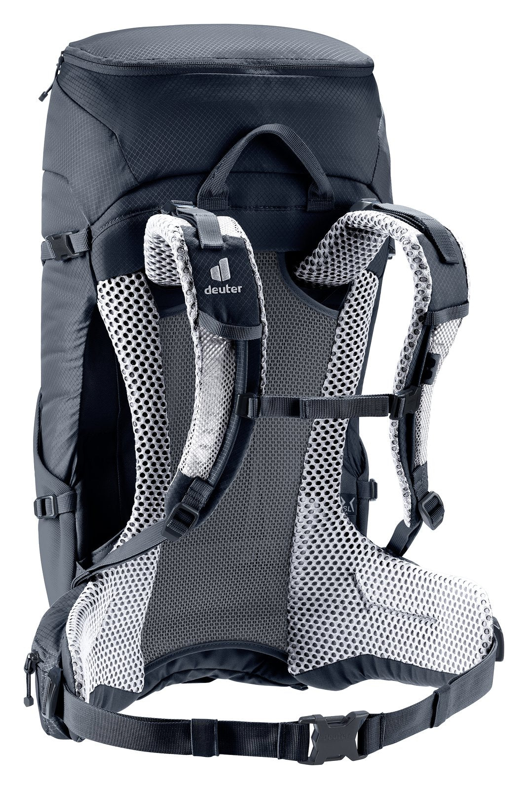 Deuter Futura 24 SL rear three-quarter view of ActiveFit shoulder straps and sternum strap