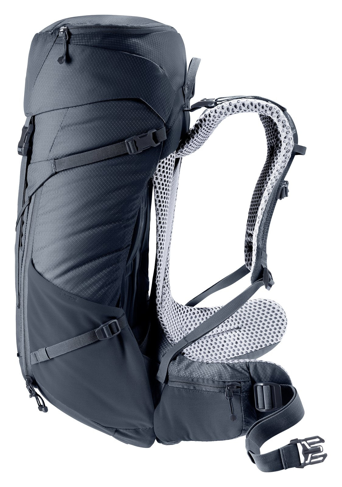 Deuter Futura 24 SL side view of the arched frame and suspended back mesh