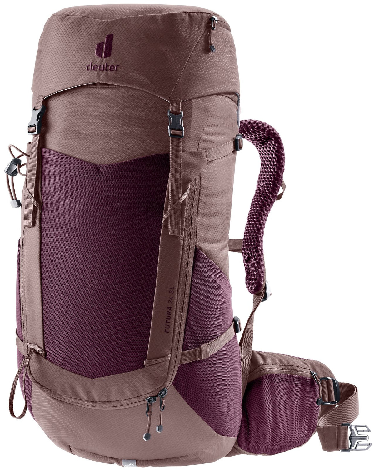 Deuter Futura 24 SL in Cassis Ashrose, plum and dusty rose front three-quarter view