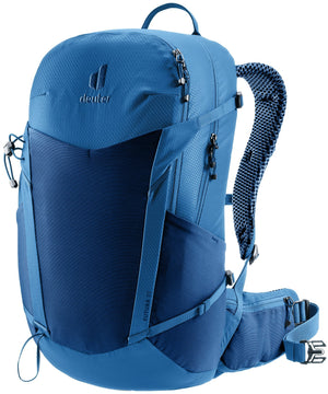 Deuter Futura 27 in Nightblue Baltic, two-tone blue hiking backpack, front three-quarter view