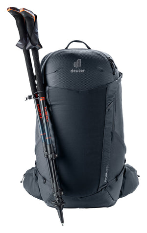 Deuter Futura 29 EL carrying folded trekking poles on the side pole attachment