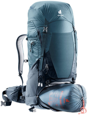 Deuter Futura Air Trek 50+10 with a sleeping bag going into the base compartment