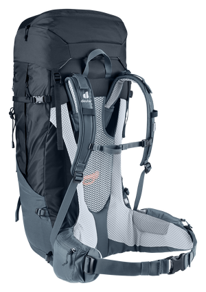 Deuter Futura Air Trek 55+10 SL rear three-quarter view of the harness and stabiliser straps