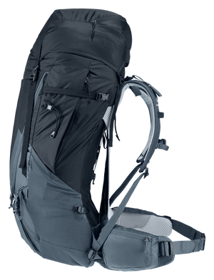 Side profile of the Deuter Futura Air Trek 55+10 SL showing the arched frame and mesh gap