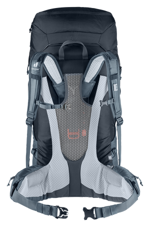 Back of the Deuter Futura Air Trek 55+10 SL showing the Aircomfort mesh and VariFlex hip fins
