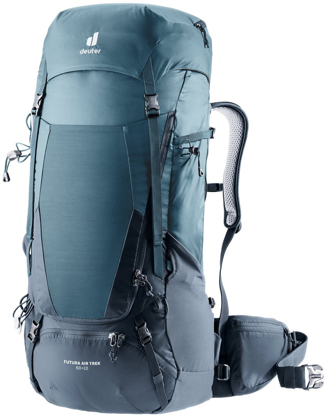Deuter Futura Air Trek 60+10 trekking backpack in Atlantic Ink, front three-quarter view