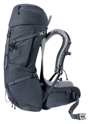 Deuter Futura Pro 34 SL side view with compression straps and padded hip fin