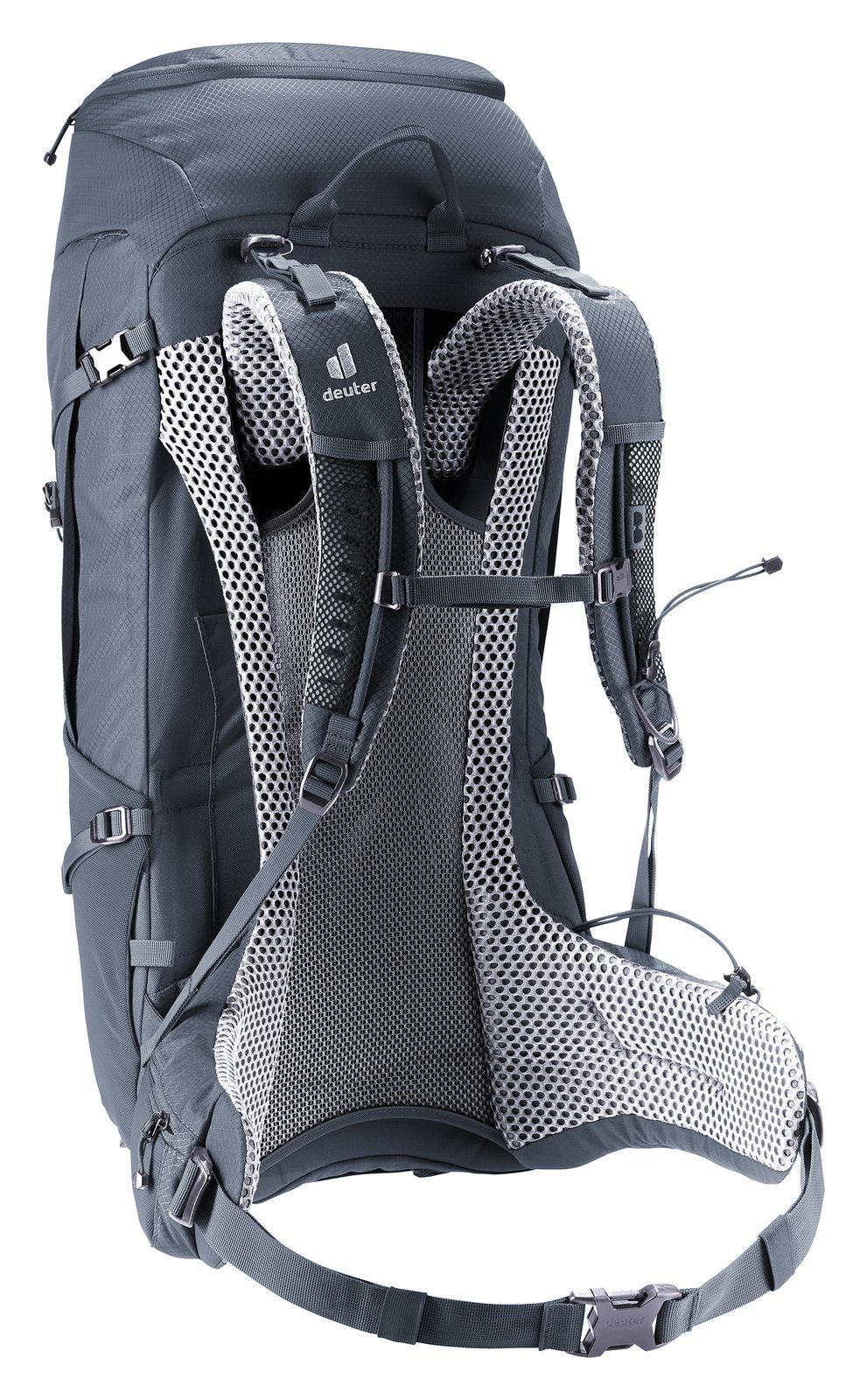 Deuter Futura Pro 36 rear three-quarter view of the shoulder straps and stabilisers