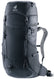 Deuter Futura Pro 36 hiking backpack in Black, front three-quarter view with mesh front pocket