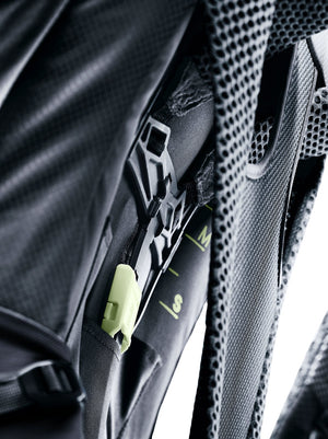 Close-up of the VariClick back length adjuster on the Deuter Futura Pro 36 frame