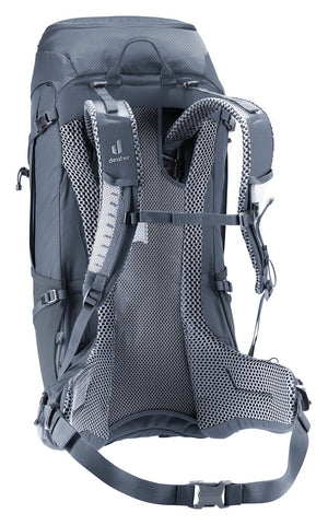 Deuter Futura Pro 40 rear three-quarter view of the ActiveFit shoulder straps