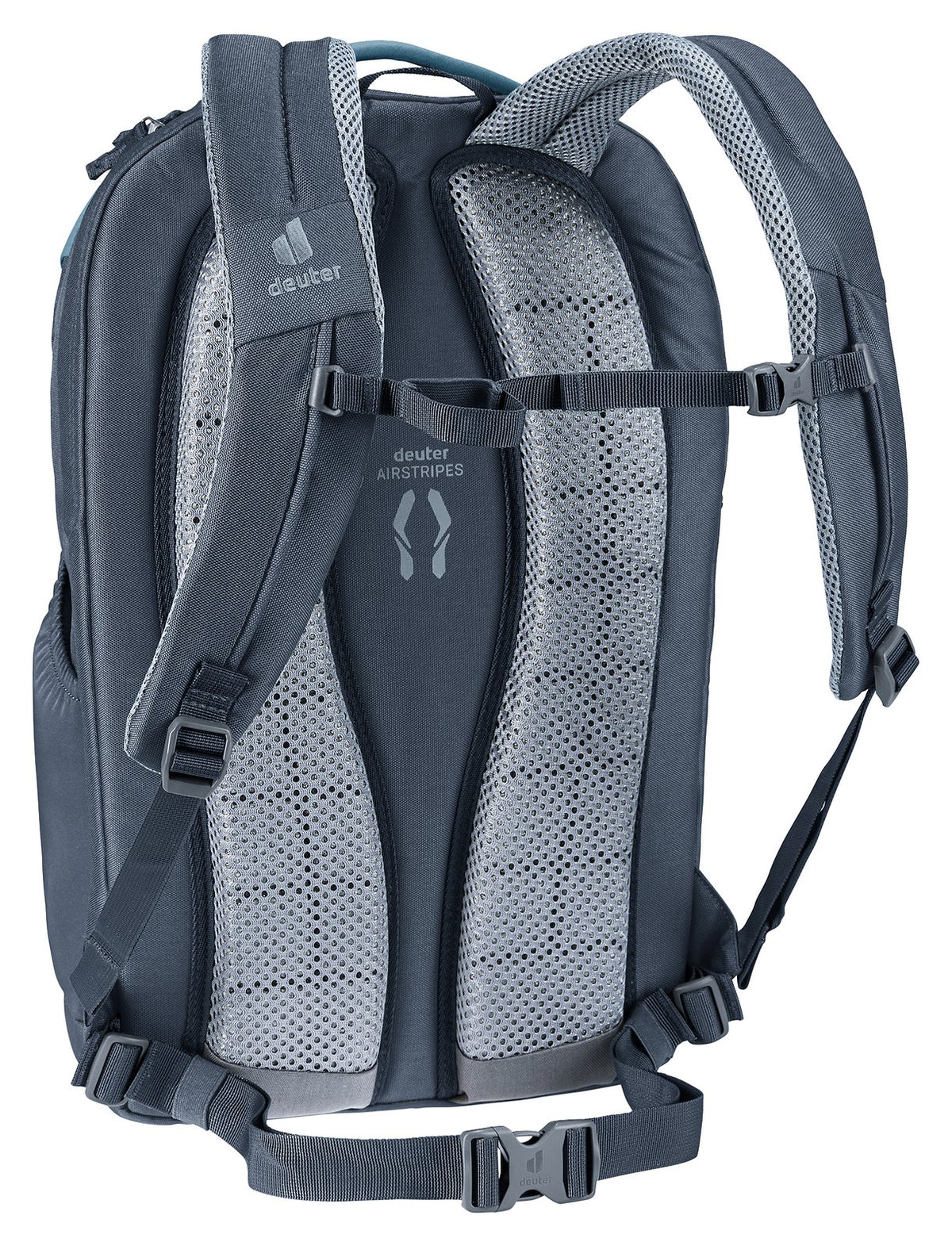 Deuter Giga rear three-quarter view of the padded shoulder straps and sternum strap