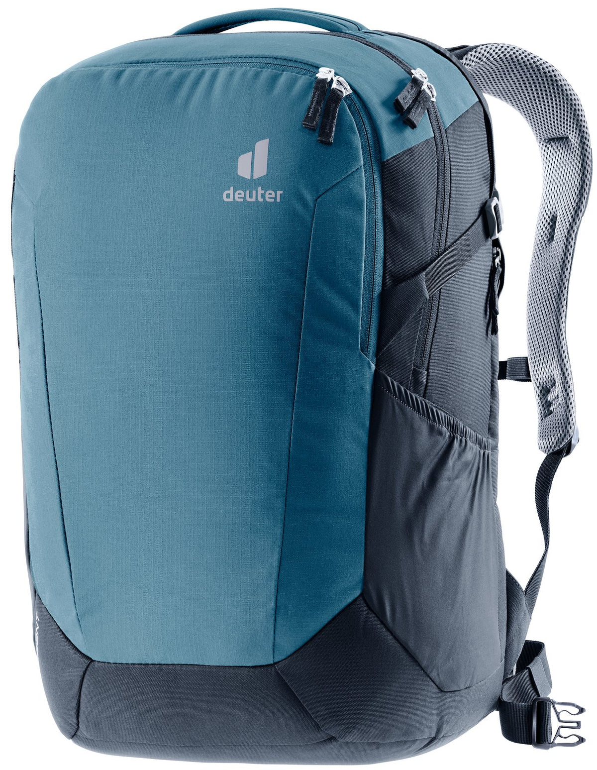 Deuter Gigant laptop backpack in Atlantic Ink, blue-grey front panel with dark grey sides