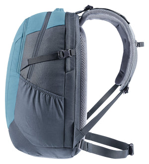 Deuter Gigant side profile showing the curved shoulder straps and side pocket