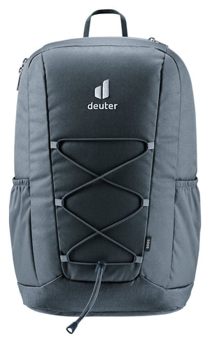 Deuter Gogo in Black, straight-on front view with bungee cord