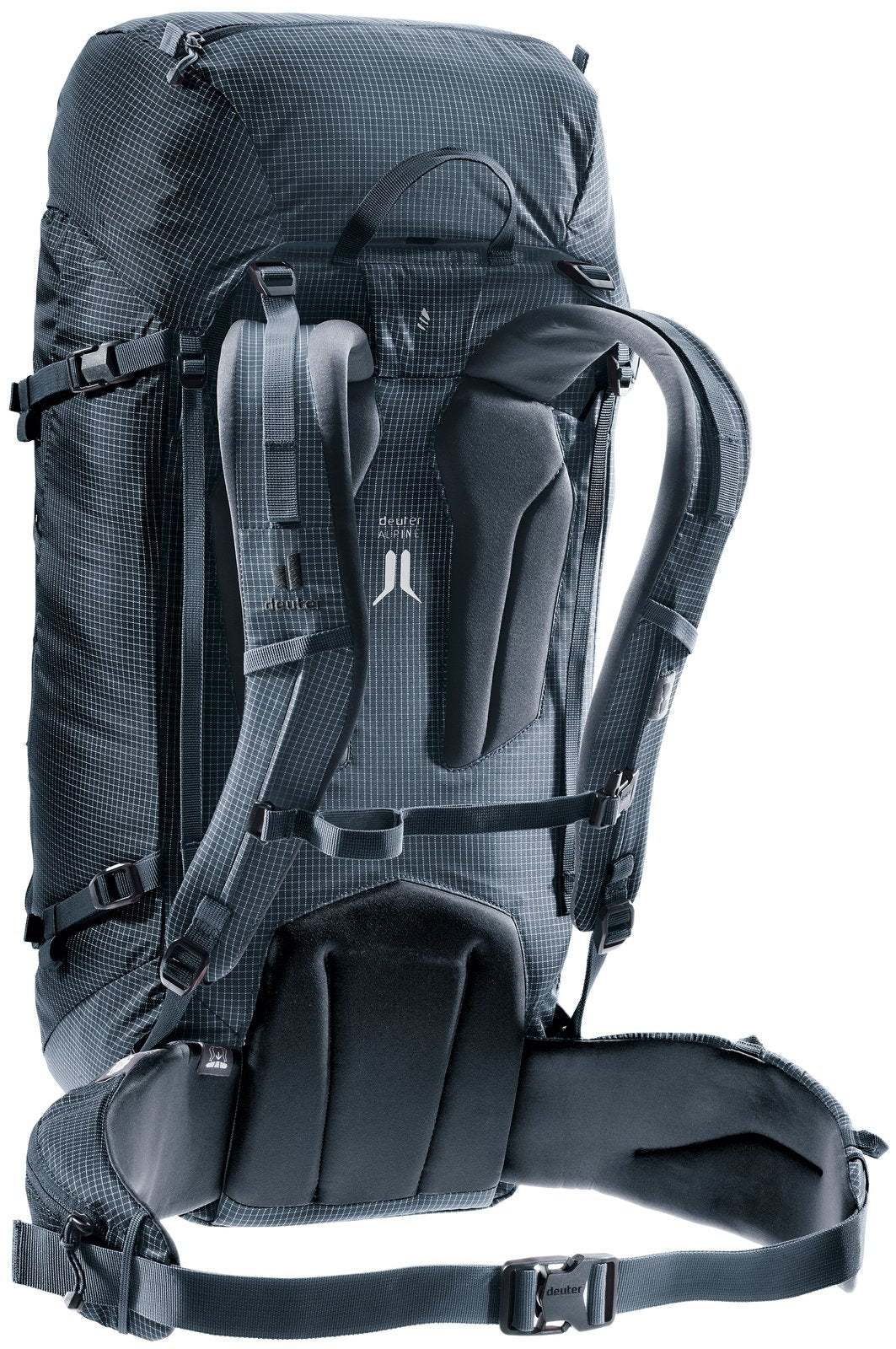 Deuter Guide 34+6 rear three-quarter view of the ActiveFit shoulder straps