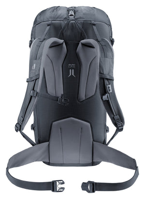 Back of the Deuter Guide Lite 30 showing the Alpine back padding and slim hip fins