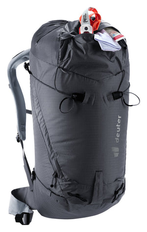 Deuter Guide Lite 30 top opening loosened with climbing gear inside