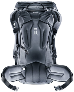 Back of the Deuter Jaypack Pro 34+14 showing the Alpine back padding and hip fins