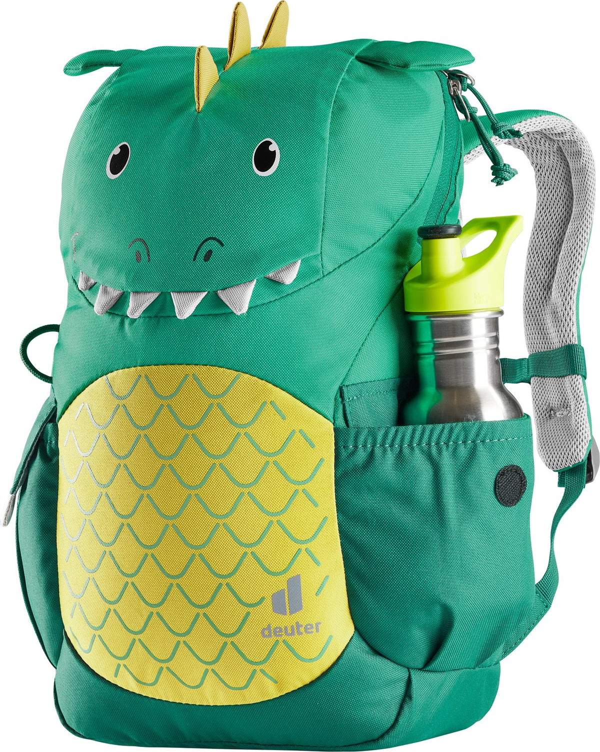 Deuter Kikki dragon with a drink bottle in the stretch side pocket