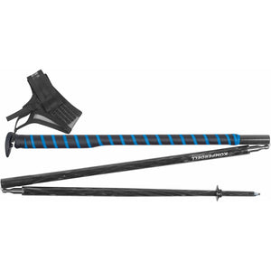 Komperdell FXP Composite Trail folded into three carbon sections with blue tape grip
