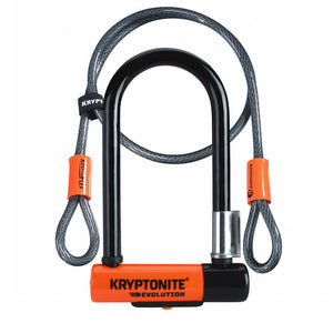 Kryptonite Bicycle & Travel Locks Evolution Mini U-Lock 3.25 x 7 IN & 4 FT Kryptoflex Cable W/ BKT (3C) KR002079