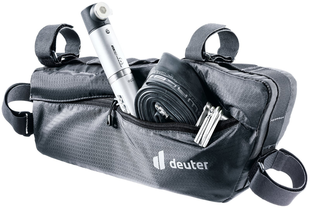 Deuter Mondego FB 4 side pocket open with a pump, spare tube and tools