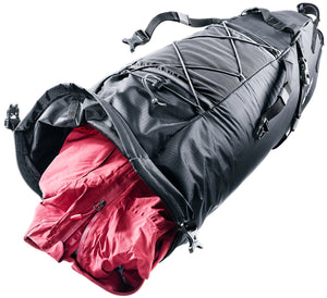 Deuter Mondego SB 16 roll-top dry bag open with a red jacket inside