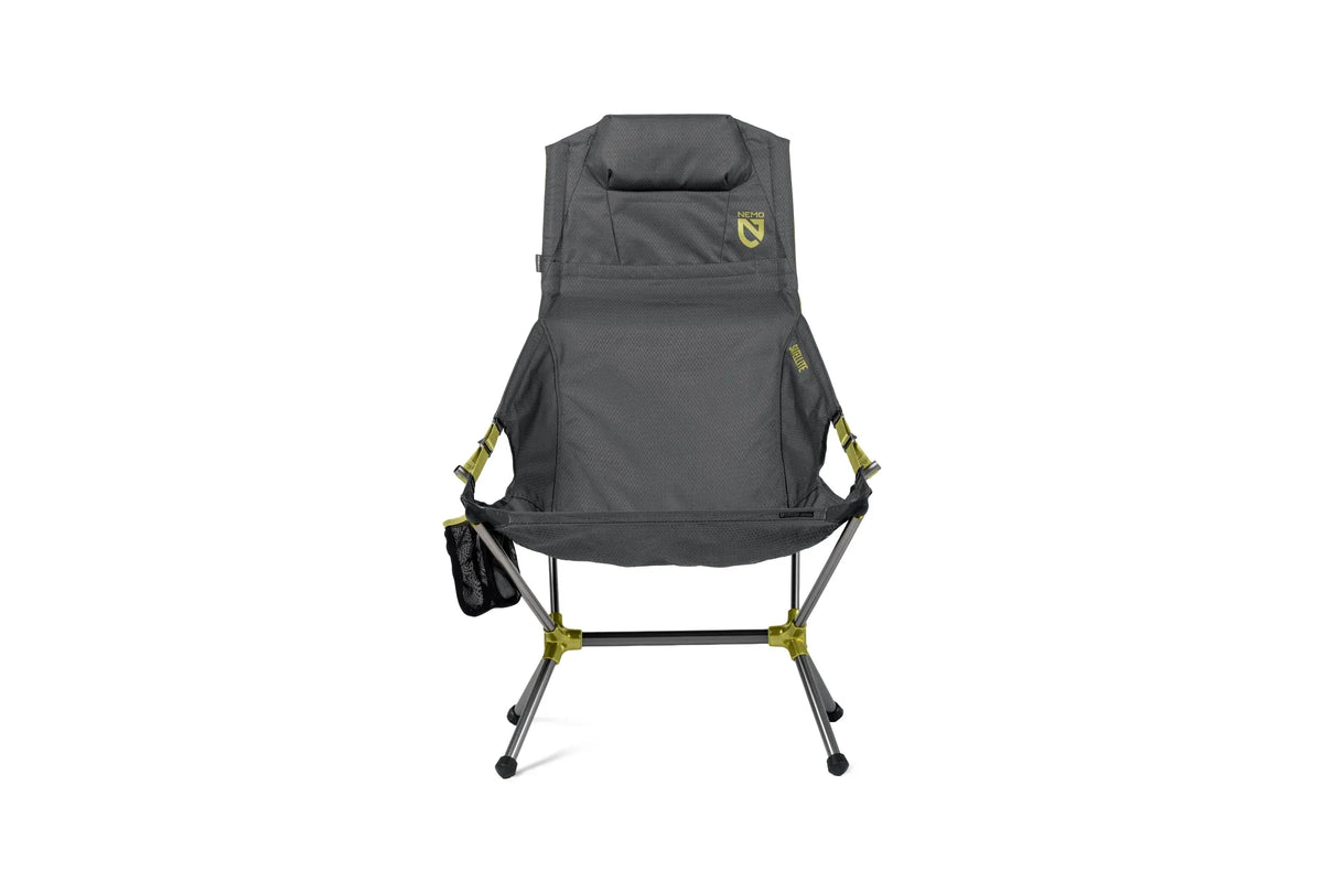 Front of the Nemo Satellite in Goodnight Gray with headrest and cupholder